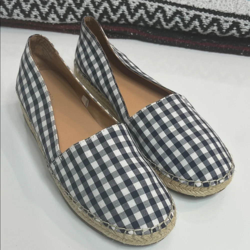 Gingham Espadrilles Navy and White Merona Sonya Size 8